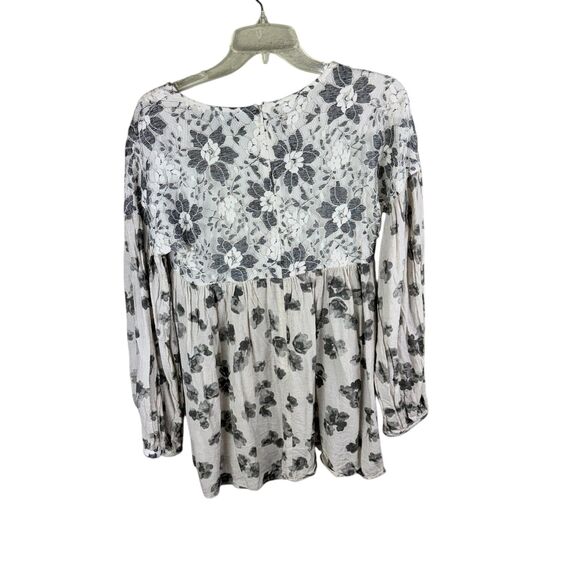 anthropologie sunday in brooklyn lace floral empire waist long top Medium Ivory - Picture 2 of 4